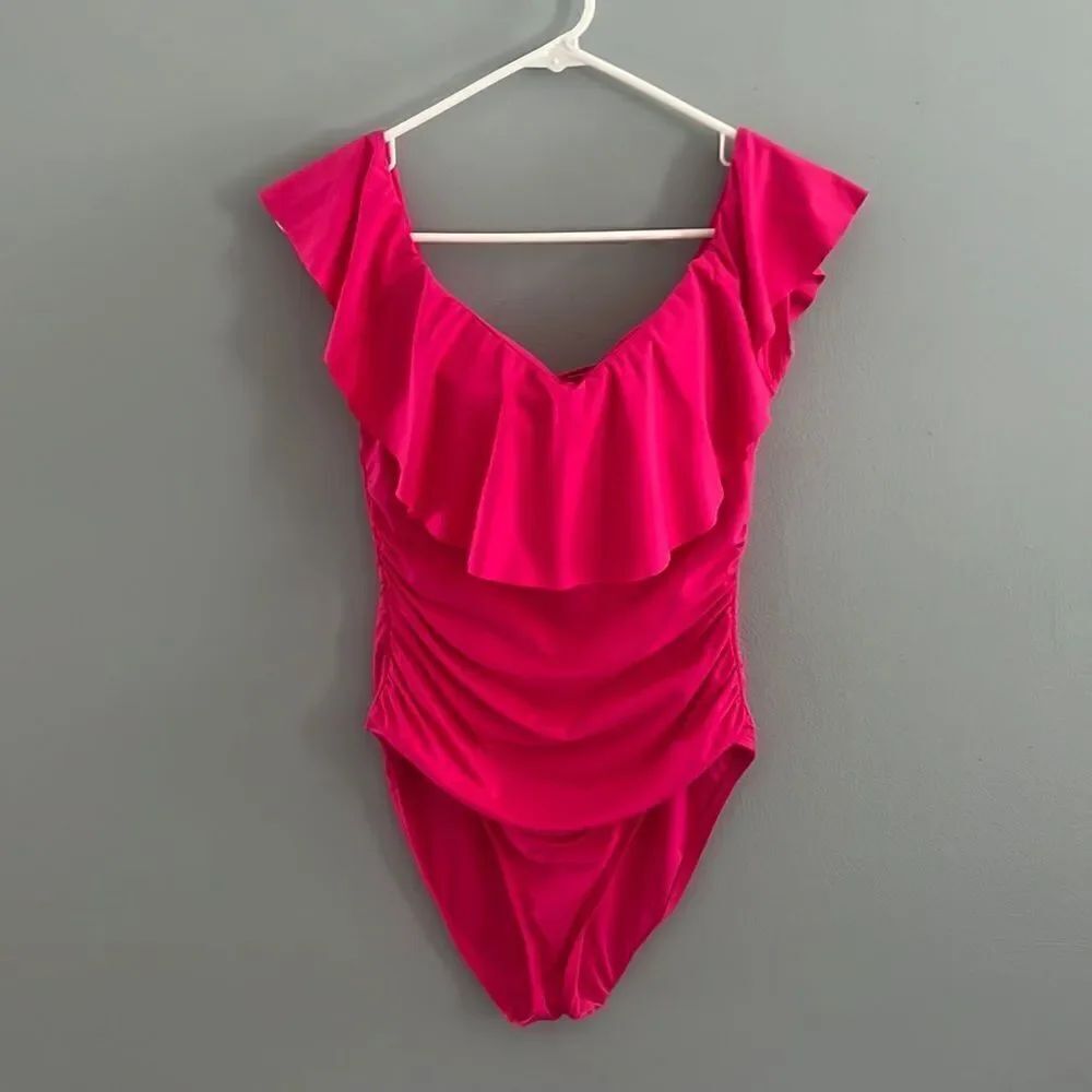 Women’s size 10 La Blanca Stunning one piece magenta swimsuit bathing suit - Picture 2 of 10